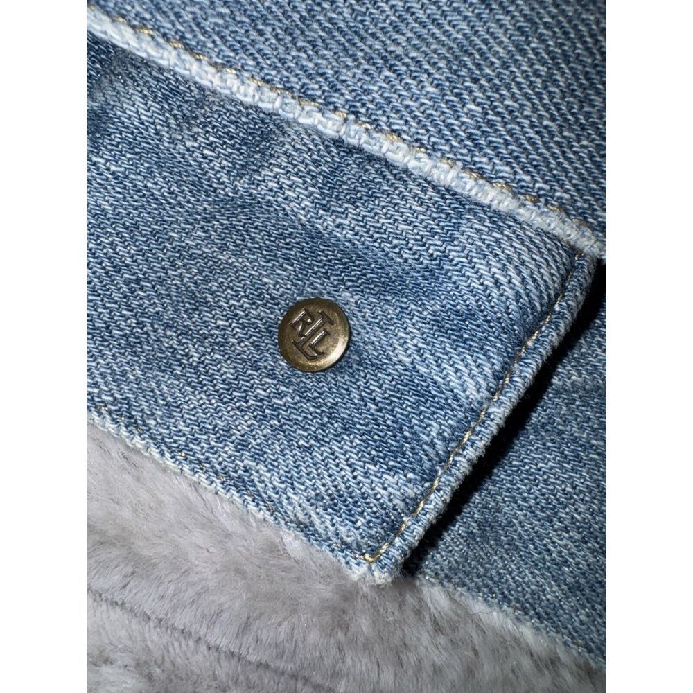 LRL Ralph Lauren Jacket XL Blue Denim Cotton Trucker Patchwork Hearts Libra Vine - Picture 12 of 15